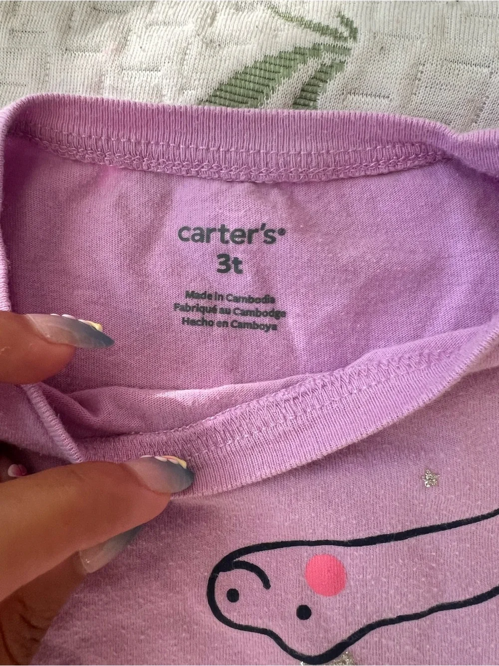 Carter's Lavender Sparkle-a-Saurus Short Sleeve Tee